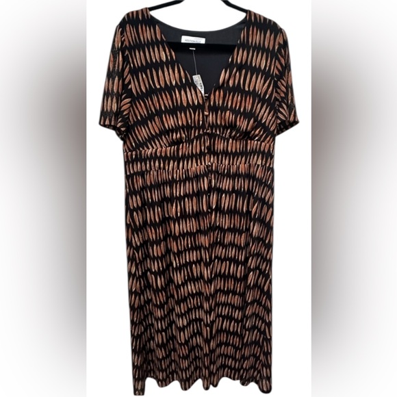 NEW PENN Addition Elle Woven Printed Dress with Short Sleeves 1X - Picture 5 of 11